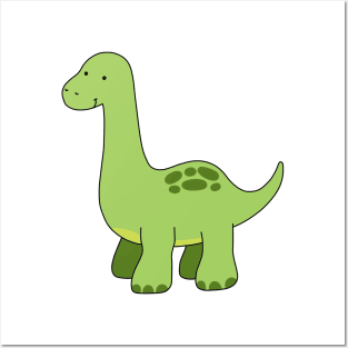 Cute baby green dinosaur Posters and Art